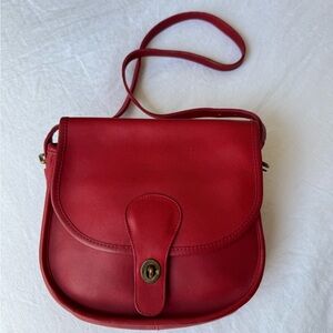 Elegant Red Leather Shoulder Bag